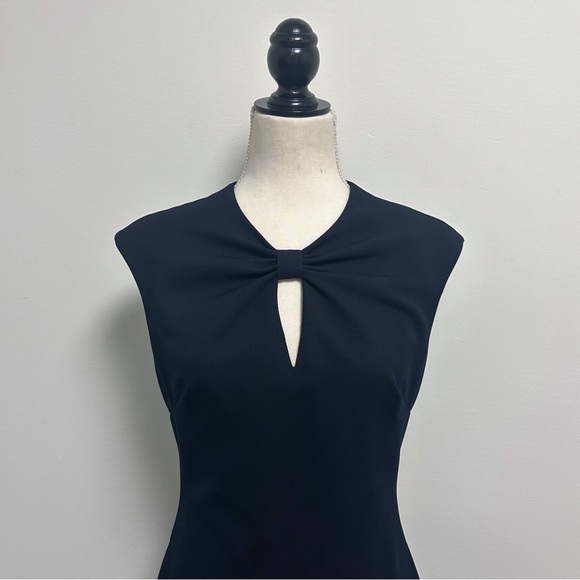 Ted Baker London Navy Blue Sleeveless Kezzia Keyhole Midi Sheath Dress 2 US 6 - Picture 2 of 12